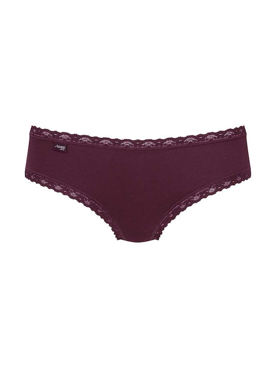 Sloggi 24/7 Weekend Hipster Βαμβακερά Γυναικεία Slip 3Pack με Δαντέλα Pink/Yellow/Bordeaux