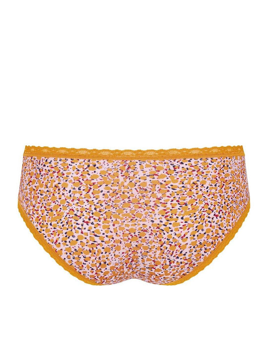 24/7 Weekend Hipster Βαμβακερά Women's Slip 3Pack with Lace Pink/Yellow/Bordeaux