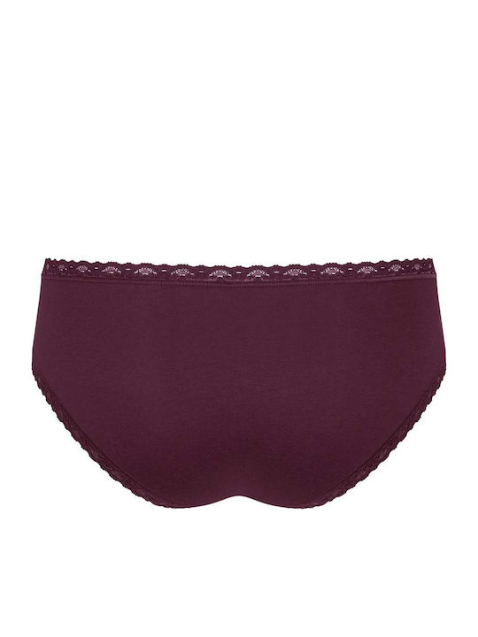 24/7 Weekend Hipster Βαμβακερά Women's Slip 3Pack with Lace Pink/Yellow/Bordeaux