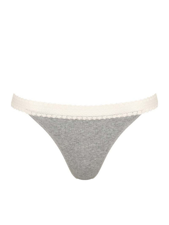 Go Ribbed H Tanga Βαμβακερά Дамско Слип 2Pack Сиви