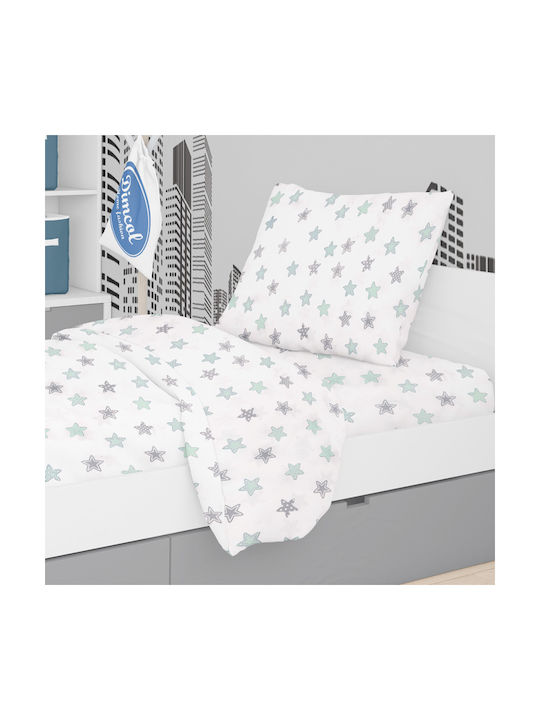 Dimcol Sheet Set Single Cotton Star 101 Green 160x240cm 2pcs