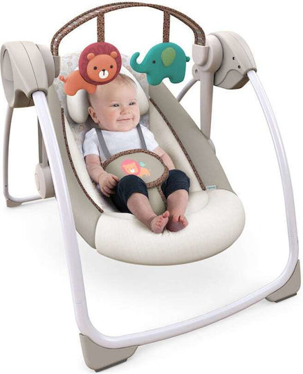 Bright Starts Electric Baby Relax Swing Portable Swing in with Music and Vibration Beige for Child up to 9kg
