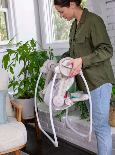 Bright Starts Electric Baby Relax Swing Portable Swing in with Music and Vibration Beige for Child up to 9kg