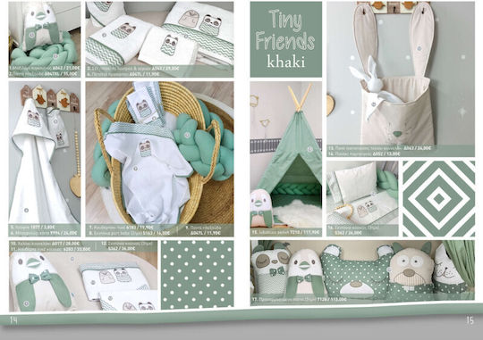 Baby Star Tiny Friends Set Baby Bettlaken Für Krippe Baumwolle Angepasst Grün 70x140cm 3Stück