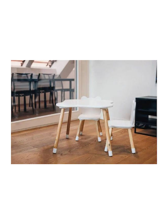 Bear Kids Table and Chairs Set made of Wood White 44282 FreeOn