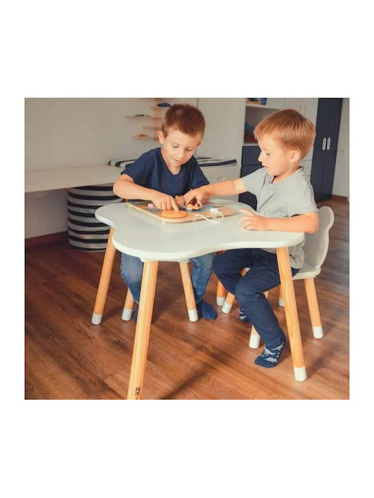 Bear Kids Table and Chairs Set made of Wood White 44282 FreeOn