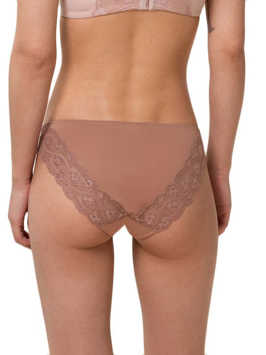 Lovely Micro Tai Women's Slip with Lace Brown