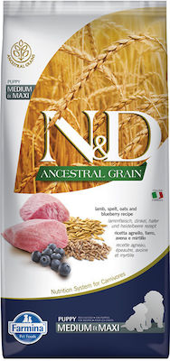 Farmina N&D Ancestral Grain Puppy Medium & Maxi 12kg Dry Food With Few Grains for Puppies of Medium & Large Breeds with Lamb