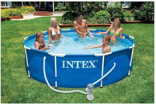 Intex Στρογγυλή Πισίνα PVC 4485lt με Μεταλλικό Σκελετό 305x76εκ. Μπλε