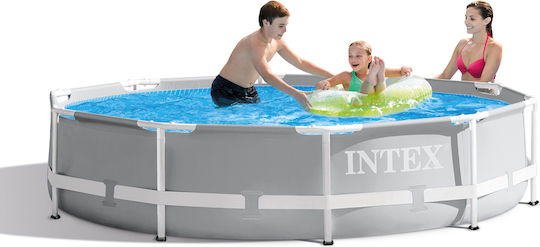 Intex Prism Metallrahmen Rundes Schwimmbecken 8592lt mit Metall-Rahmen 366x99cm Grau