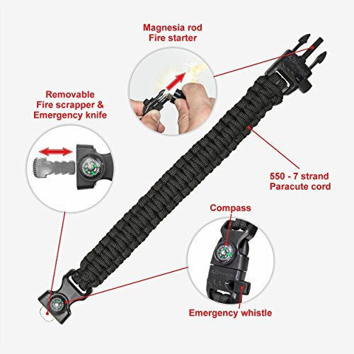 A2S Armbänder Überleben mit Pfeife und Feuerstarter