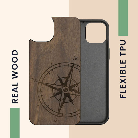 KWmobile Navigational Compass Back Cover Ξύλινο Dark Brown (iPhone 14 Plus)