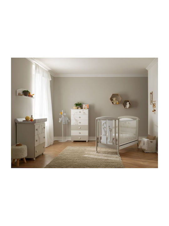 Savana Baby Kommode mit 3 Schubladen Bianco/Tortora 94x50x92cm