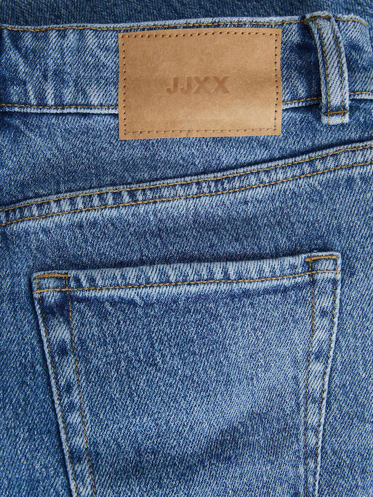 High Waist Women's Jean Trousers in Slim Fit Medium Blue Denim