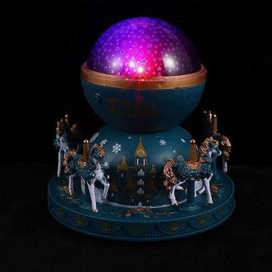 Rotating Kids Projector Lamp Carousel with Star Projection with Color Changes Blue Rotating Kids Projector Lamp Carousel with Star Projection with Color Changes Blue