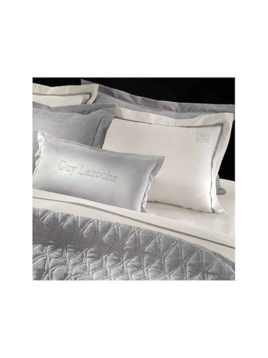 Guy Laroche Duvet Cover Set Cotton Satin King Size with 2 Pillowcases 260x260 Blend Silver / Ivory