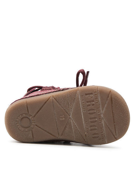 Suede Kids Boots with Laces Burgundy