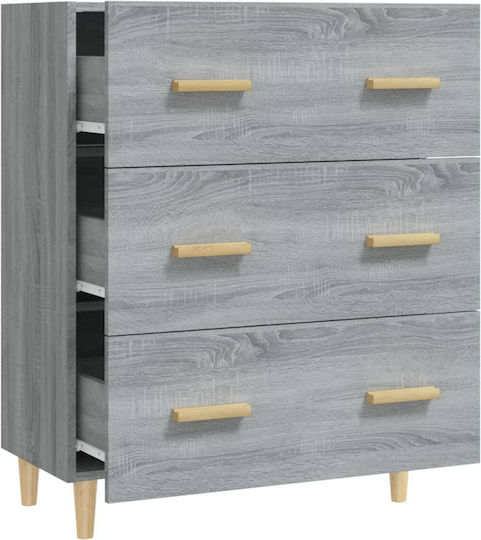 Wooden Bedroom Chest of Drawers with 3 Drawers 70x34x90cm