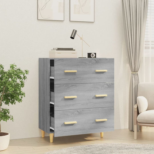 Wooden Bedroom Chest of Drawers with 3 Drawers 70x34x90cm
