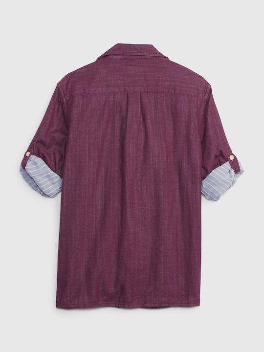 GAP Cămașă pentru copii Monocromie Cu mânecă lungă Violet Button-Down