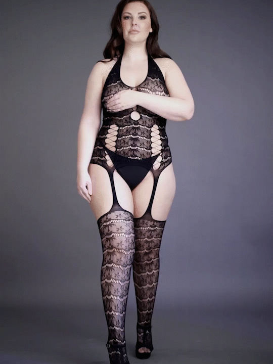 Le Désir Ciorapi Body Intreg Dantelă Suspender Bodystocking dantelă Negru