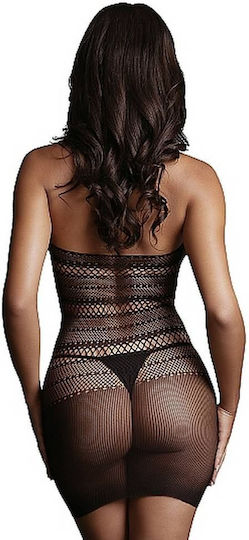 Le Désir Sexy Kleid Hochgeschlossenes Netz-Minikleid Schwarz