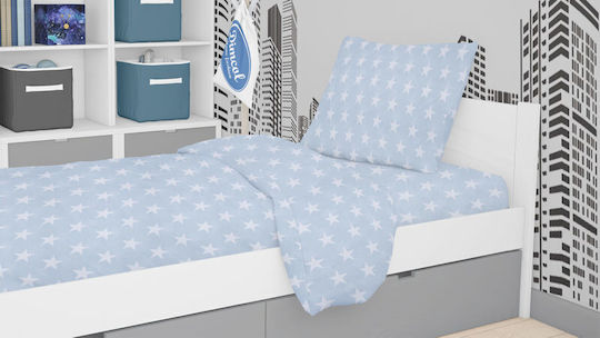 Dimcol Βρεφική Παπλωματοθήκη Star 33 Σιέλ 120x160εκ.