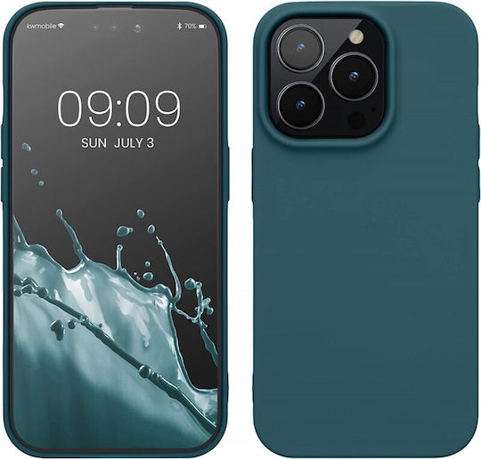 KWmobile Slim Umschlag Rückseite Silikon Teal Matte (iPhone 14 Pro) 59077.57