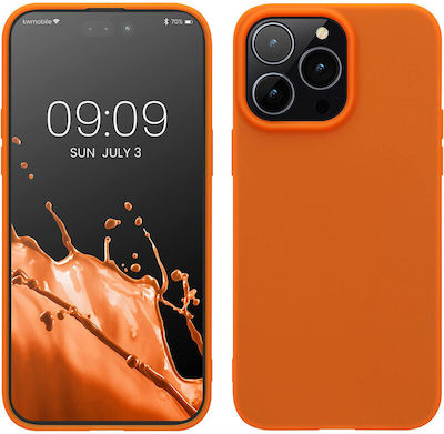 KWmobile Slim Umschlag Rückseite Silikon Neon Orange (iPhone 14 Pro Max) 59078.69