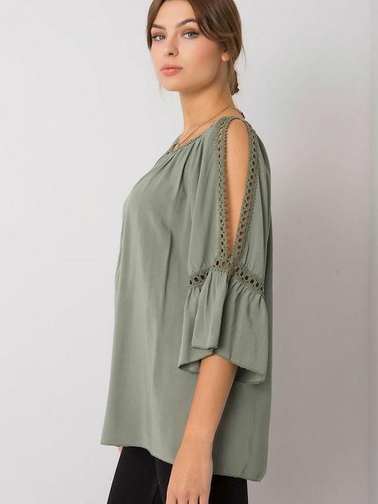 Och Bella Summer Tunic with 3/4 Sleeve Khaki