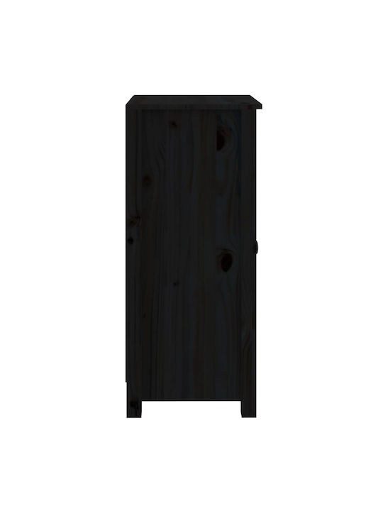 Living Room Display Cabinet Made of Solid Wood Black 40x35x80cm