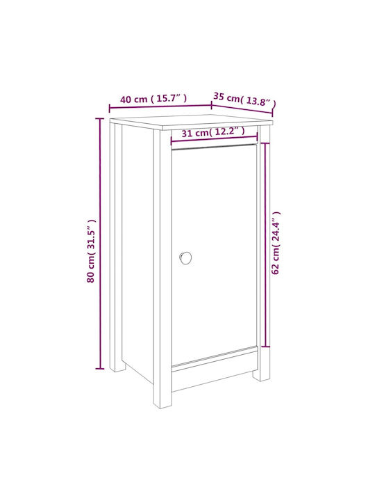 Living Room Display Cabinet Made of Solid Wood Black 40x35x80cm