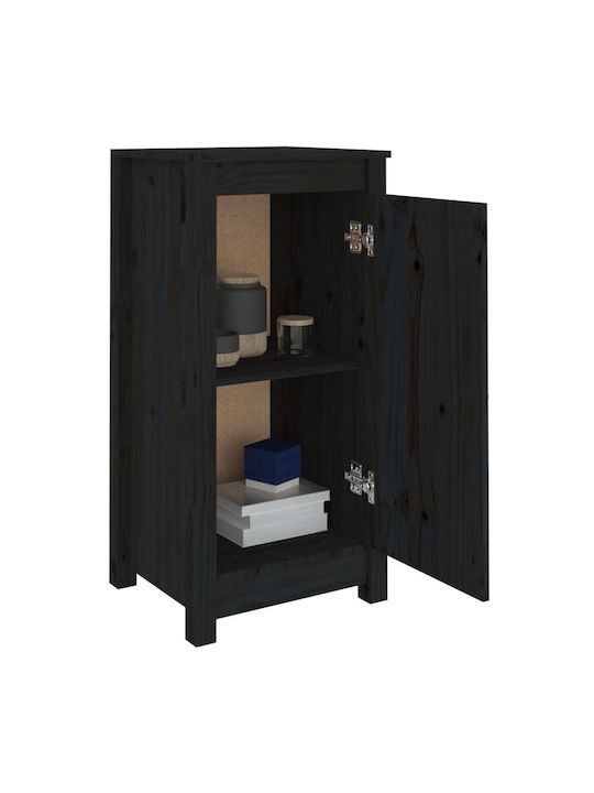 Living Room Display Cabinet Made of Solid Wood Black 40x35x80cm