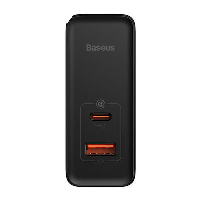 Baseus Φορτιστής Χωρίς Καλώδιο με Θύρα USB-A και Θύρα USB-C 100W Power Delivery / Quick Charge 4+ Μαύρος (CCGP090201)