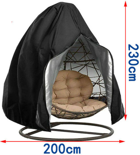Waterproof Protective Cover for Garden Swing 200x200x230cm in Black Color