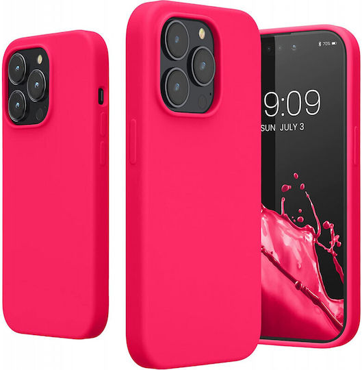 KWmobile Umschlag Rückseite Silikon Neon Pink (iPhone 14 Pro)