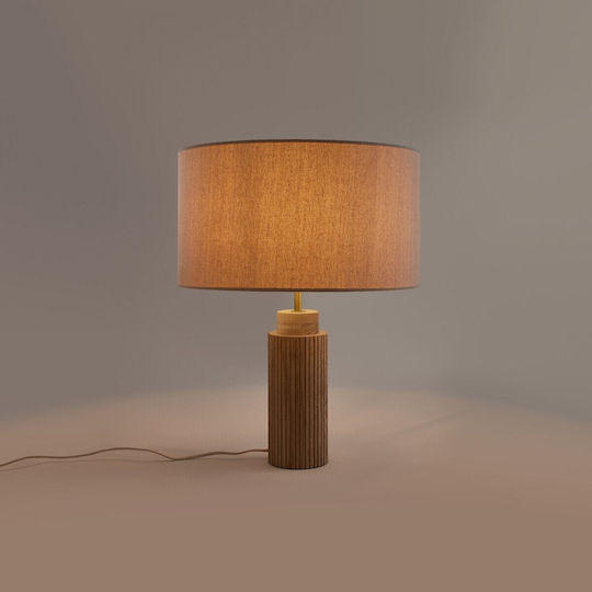 La Redoute Interieurs Holz Tischlampe für Fassung E27 mit Beige Schirm und Basis