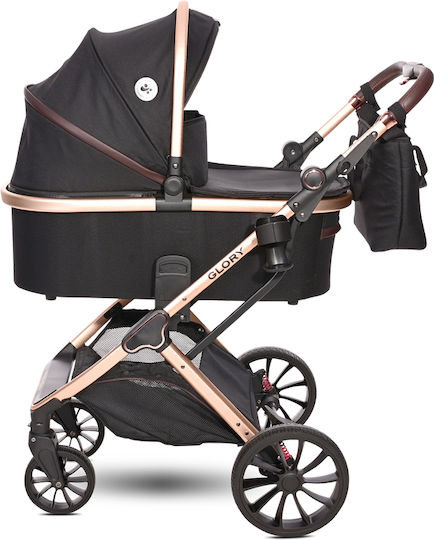 Lorelli Glory Adjustable 3 in 1 Baby Stroller Suitable for Newborn Black Diamonds 15kg