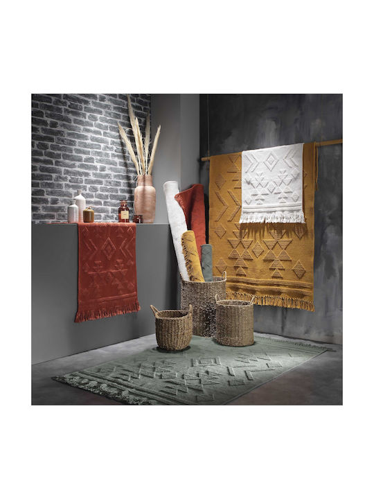 Kipper Cilaos Χαλί Ορθογώνιο Βαμβακερό με Κρόσια Terracotta 60x90cm