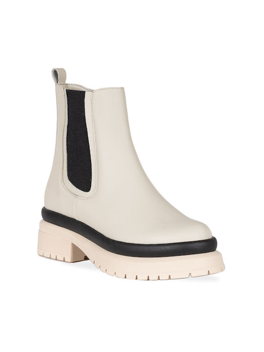 Mourtzi Leder Damen Chelsea Stiefeletten Beige