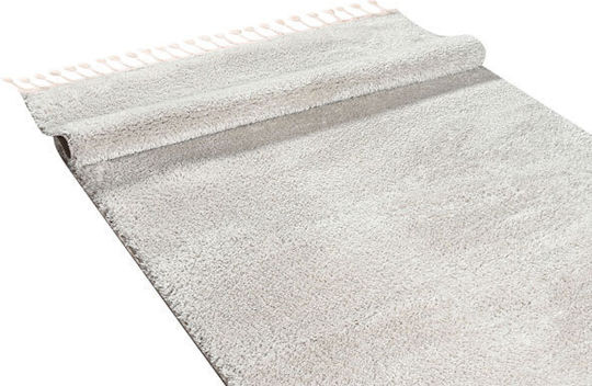 Balsan Silky Rug Rectangular Shaggy with Fringes Beige