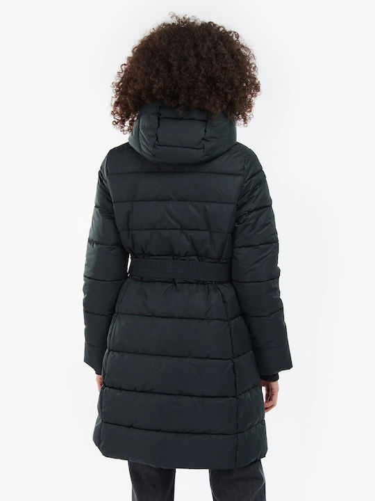 Barbour Octavia Quilt Women's Long Puffer Jacket for Winter with Hood Black