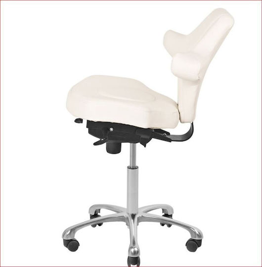 Wheeled Stool with Backrest White