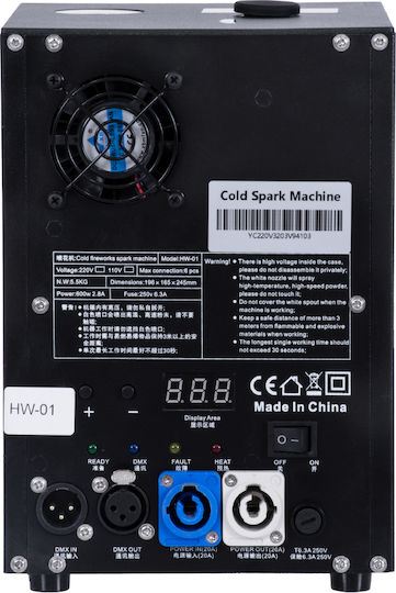 GloboStar Sirens Μηχανή Sparks LED 600W με Ασύρματο Χειριστήριο και Δυνατότητα Σύνδεσης με Κονσόλα Φωτισμού