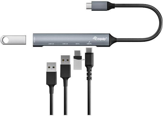 Equip USB-Hub 5 Anschlüsse USB 3.0 mit USB-C Verbindung Silber