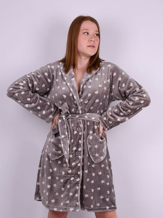 Women's fleece robe Grey