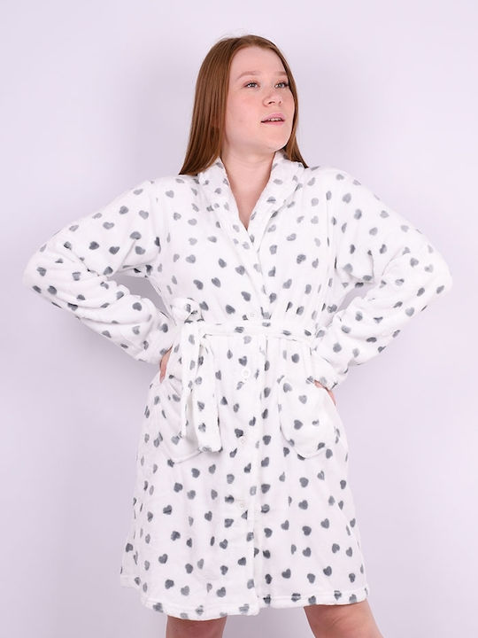 Women's fleece robe White