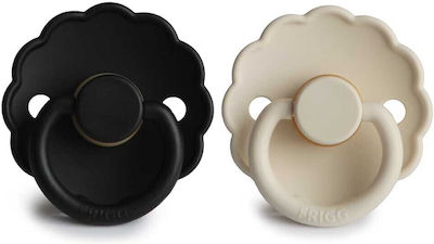 Frigg Pacifiers Rubber Daisy Cream / Jet Black with Case for 0-6 months 2pcs