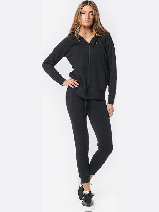 Women's Sweatshirt Jacket Hooded Black