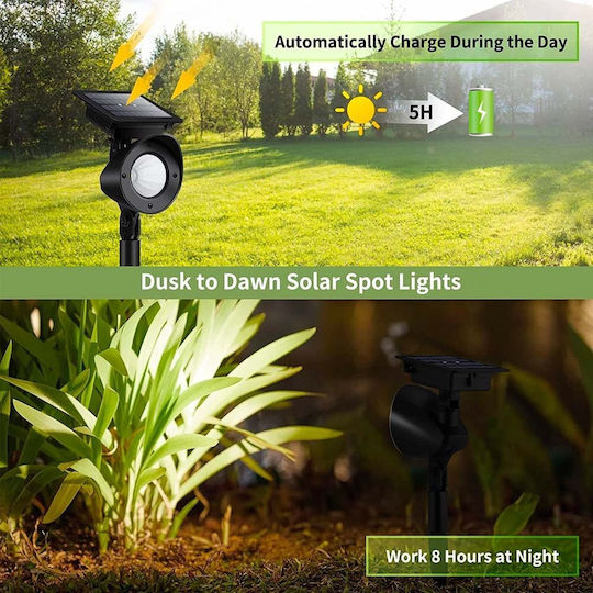 123led Set of 2 Stake Solar Lights Cold White with Motion Sensor and Photocell IP67